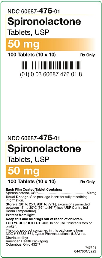 50 mg Spironolactone Tablets 100UD Carton