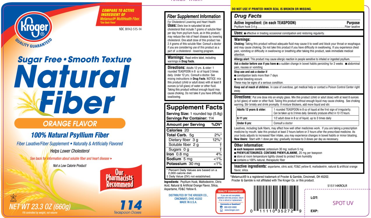Kroger Sugar Free Natural Fiber 114 Teaspoon Doses
