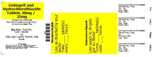 Lisinopril and Hydrochlorothiazide Tablets USP 20mg/12.5mg Label