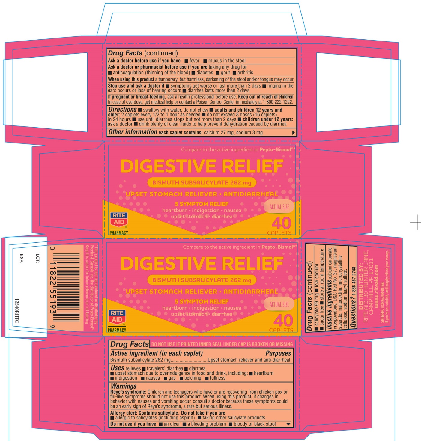 Rite Aid Digestive Relief Bismuth Subsalicylate 262 mg