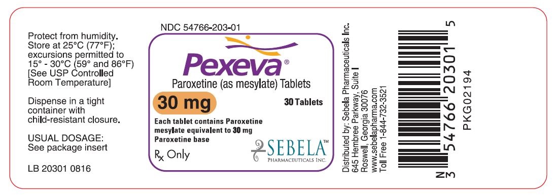 Pexeva 30mg Bottle Label
