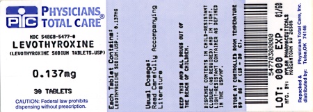 image of 137 mcg package label