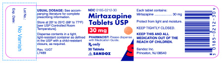 Mirtazapine 30 mg x 30 Tablets - Label