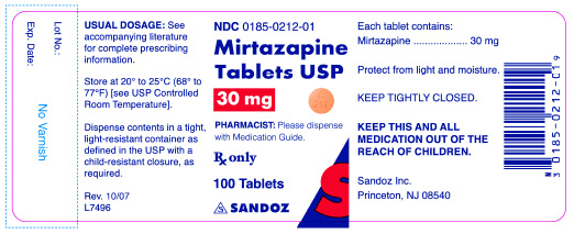 Mirtazapine 30 mg x 100 Tablets - Label