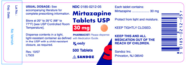 Mirtazapine 30 mg x 500 Tablets - Label