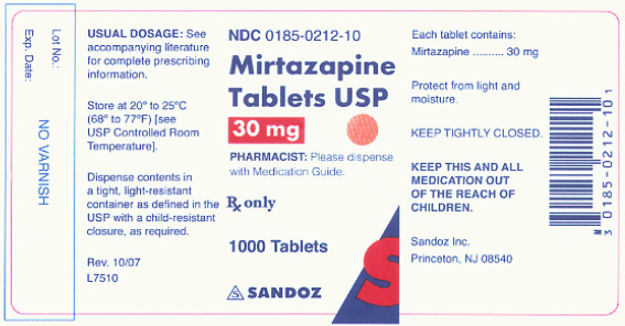 Mirtazapine 30 mg x 1000 Tablets - Label