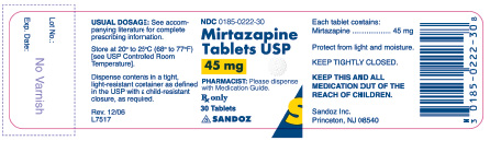 Mirtazapine 45 mg x 30 Tablets - Label