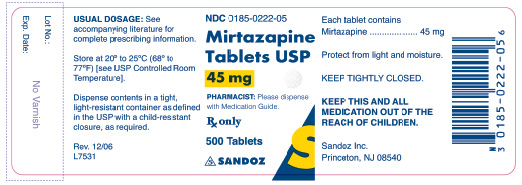Mirtazapine 45 mg x 500 Tablets - Label