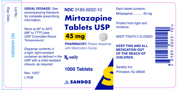 Mirtazapine 45 mg x 1000 Tablets - Label