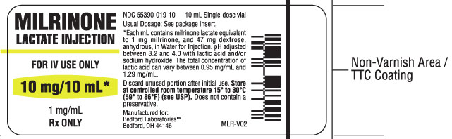 Vial label for Milrinone Lactate Injection 10 mg per 10 mL
