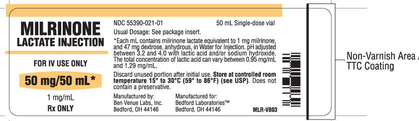 Vial label for Milrinone Lactate Injection 50 mg per 50 mL