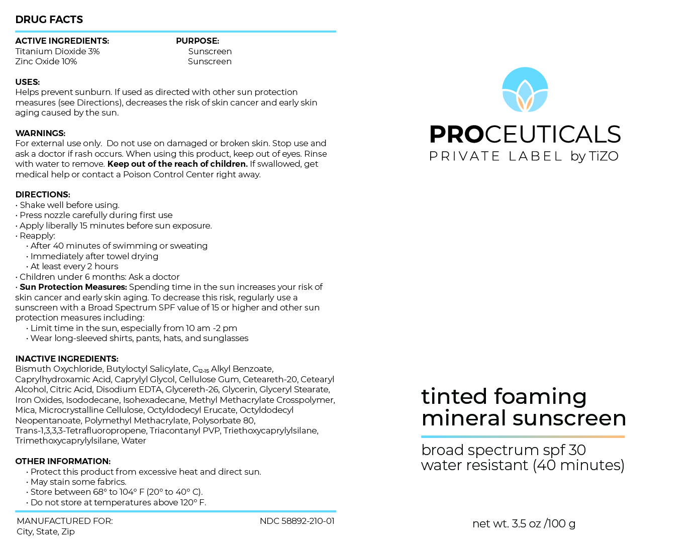 58892-210-01 Proceuticals tinted foaming mineral sunscreen reference