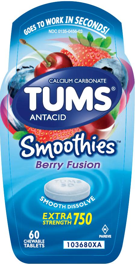 Tums Smoothies Berry Fusion 60 count front label
