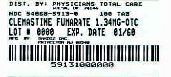 Clemastine Fumarate 1.34 mg Label