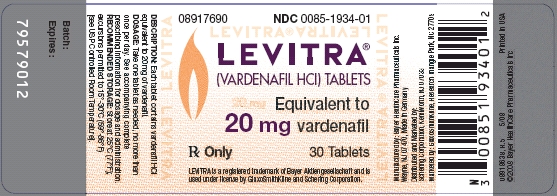 Levitra 20 mg label