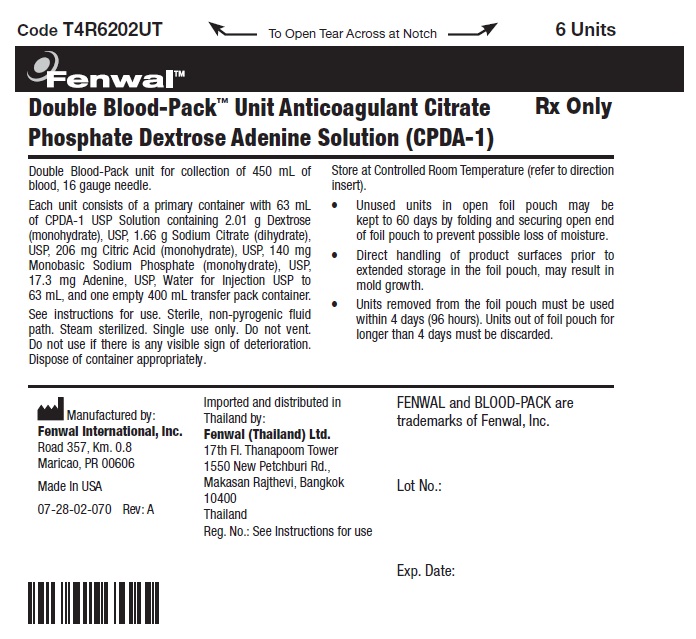 Double Blood-Pack Unit Anticoagulant Citrate Phosphate Dextrose Adenine Solution (CPDA-1) label