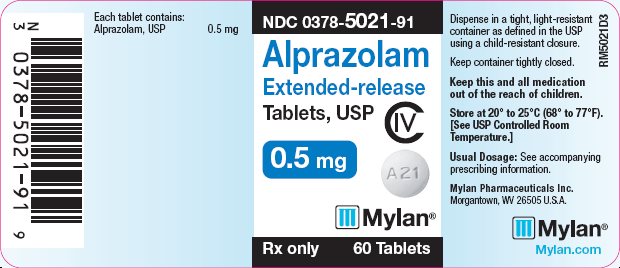 Alprazolam Extended-release Tablets, USP CIV 0.5 mg Bottle Label