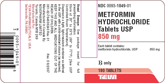 Image of 850 mg Label - 100 count