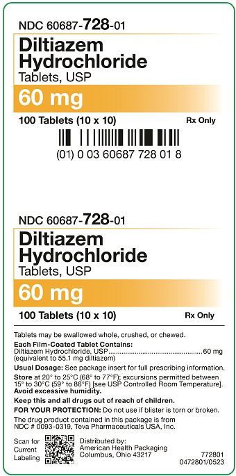 60 mg Diltiazem Hydrochloride Tablets Carton