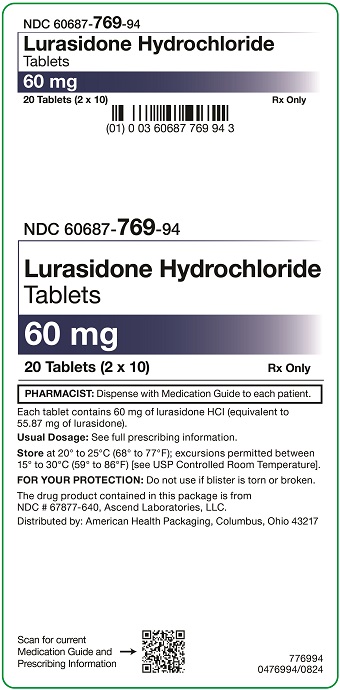 60 mg Lurasidone Tablets Carton