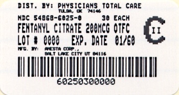 image of 200 mcg package label