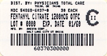 image of 1200 mcg package label