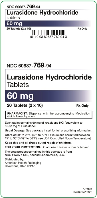 60 mg Lurasidone Hydrochloride Tablets Carton