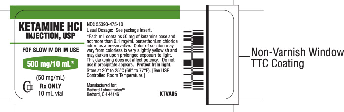 Vial label for Ketamine Hydrochloride Injection, USP 500 mg per 10 mL