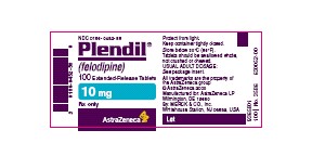 Plendil 10 mg Bottle Label 100 Extended-Release Tablets