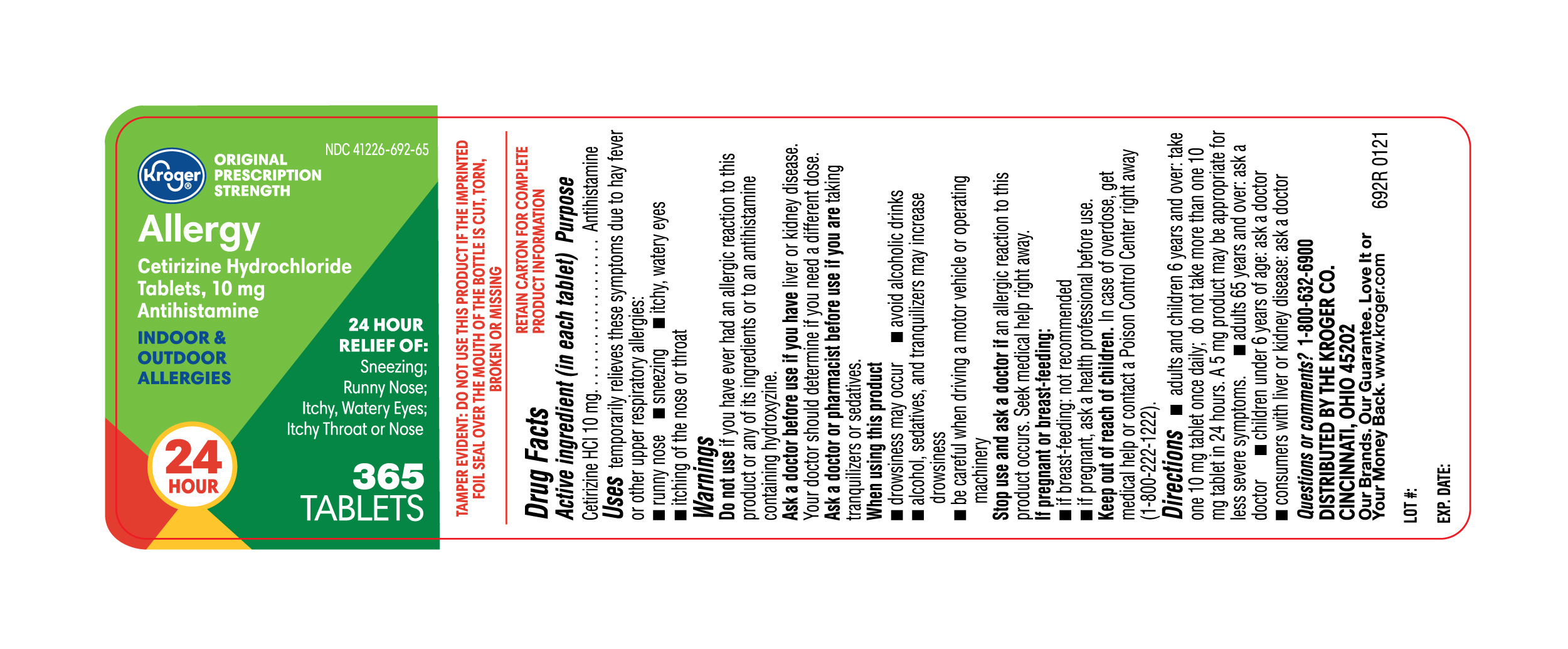 Cetirizine Hydrochloride Tablets 10mg-365ct-Bottle label