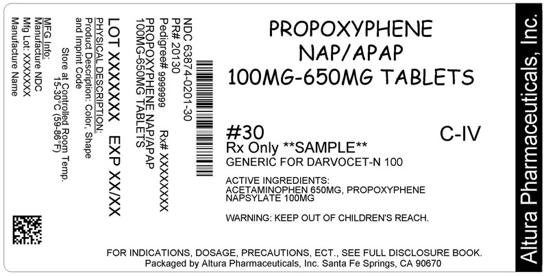 This is an image of the label for Propoxyphene Napsylate and Acetaminophen Tablets 100 mg/650 mg.