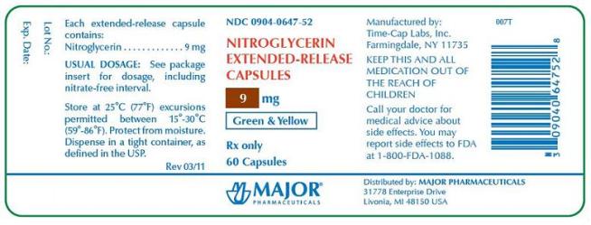 Nitroglycerin ER 9 mg Caps