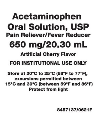 650 mg per 20.30 mL Acetaminophen Oral Solution Label