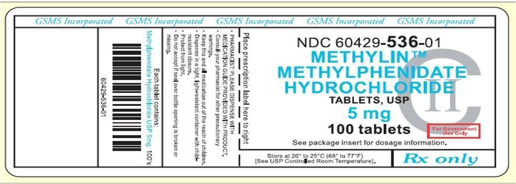 GSMS Label Graphic Methylphenidate 5 mg
