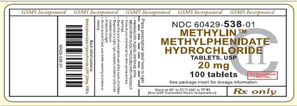 GSMS Label Graphic Methylphenidate 20 mg