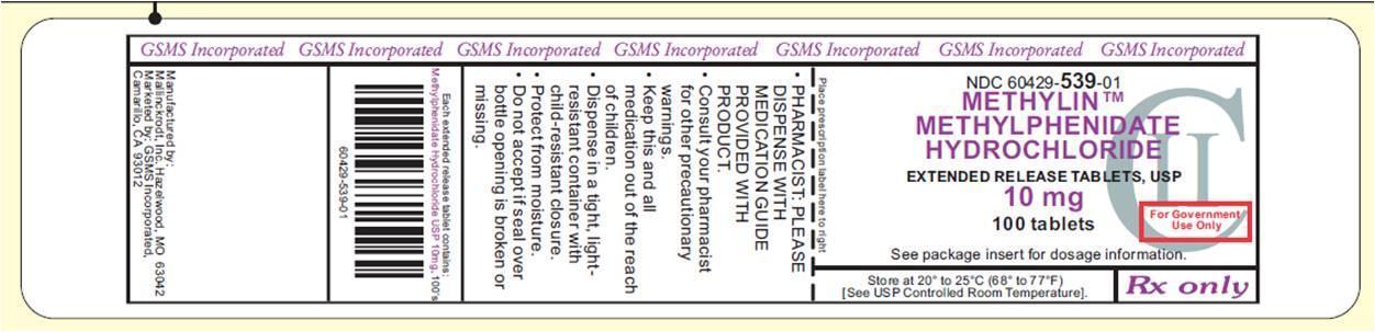 GSMS Label Graphic Methylphenidate ER 10 mg
