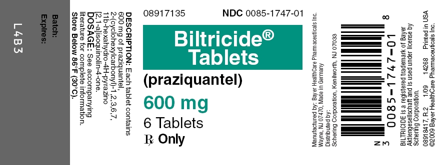 Biltricide 600 mg Bottle Label