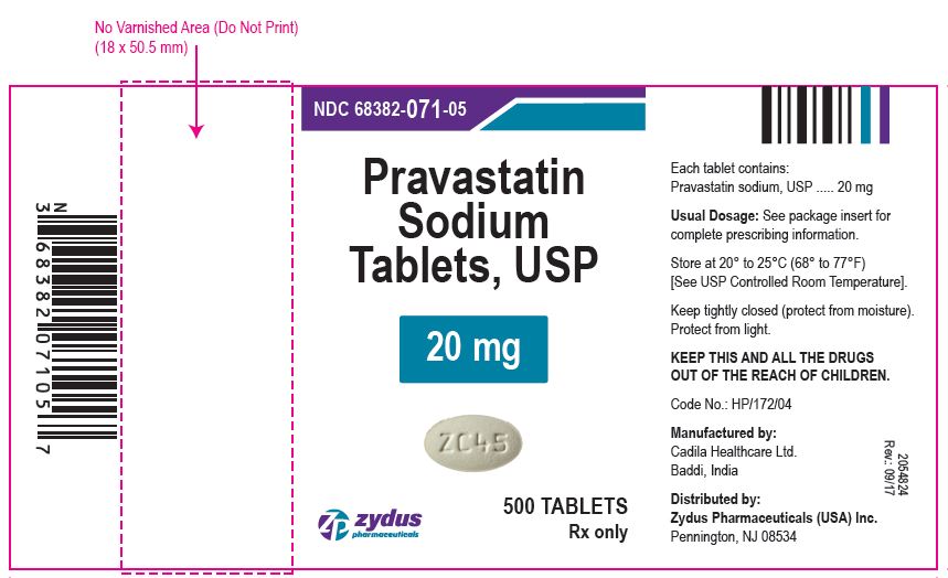 Pravastatin Sodium Tablets USP, 20 mg