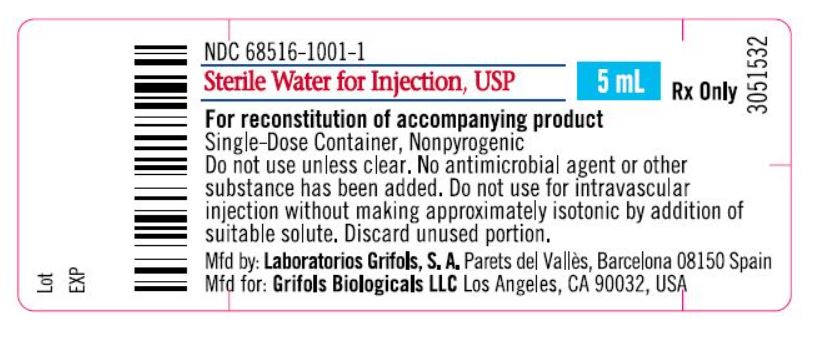 5mL Sterile Water Label