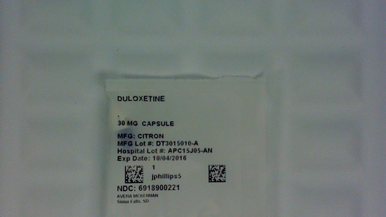 Duloxetine 30 mg capsule label