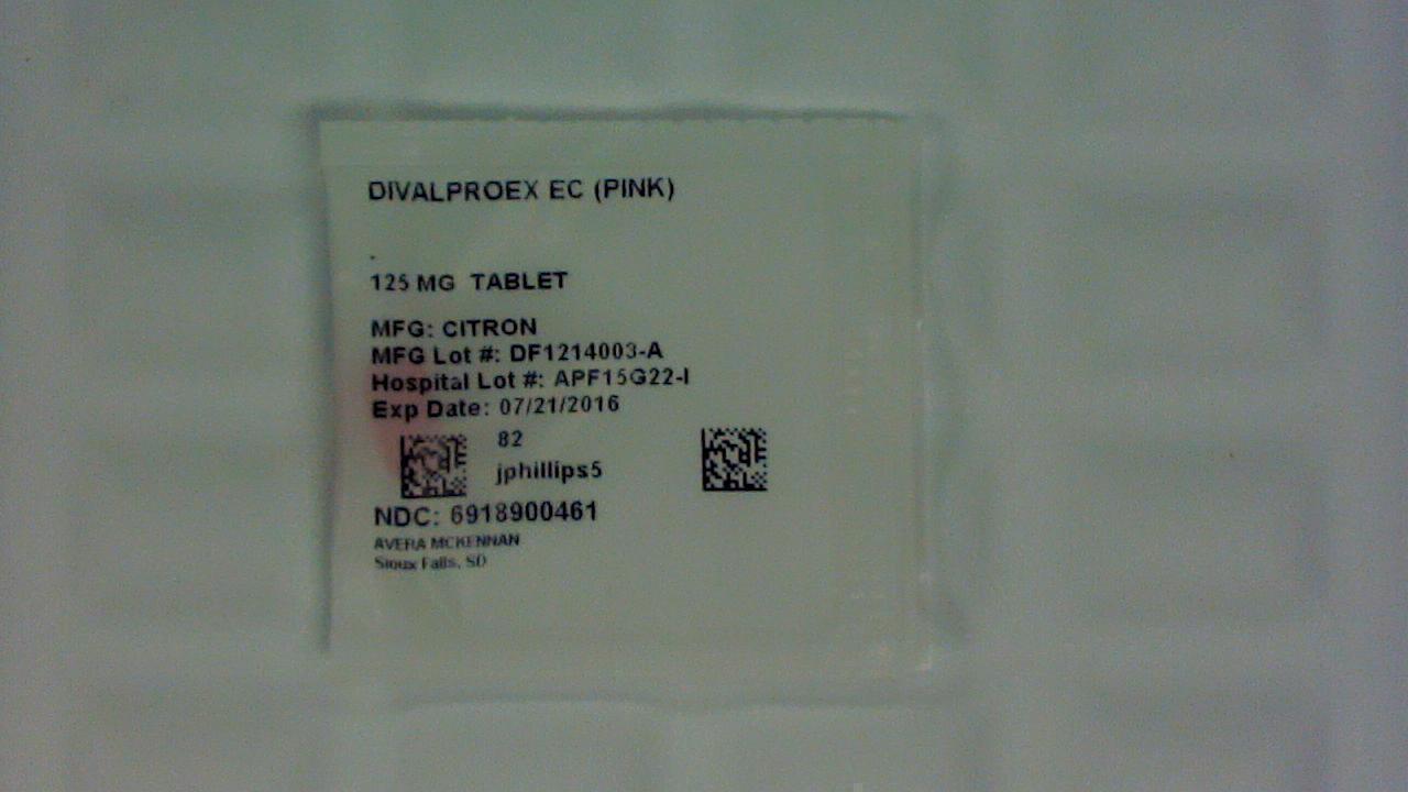 Divalproex EC 125 mg tablet label