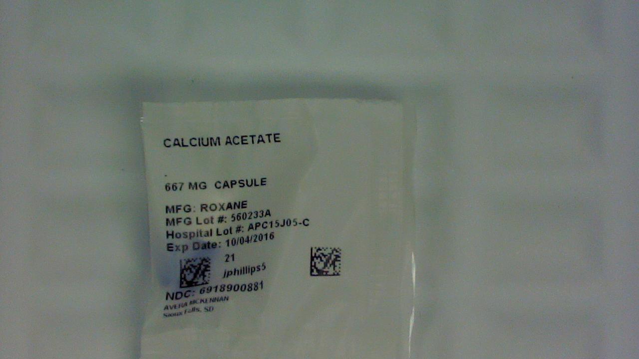Calcium Acetate 667 mg capsule label