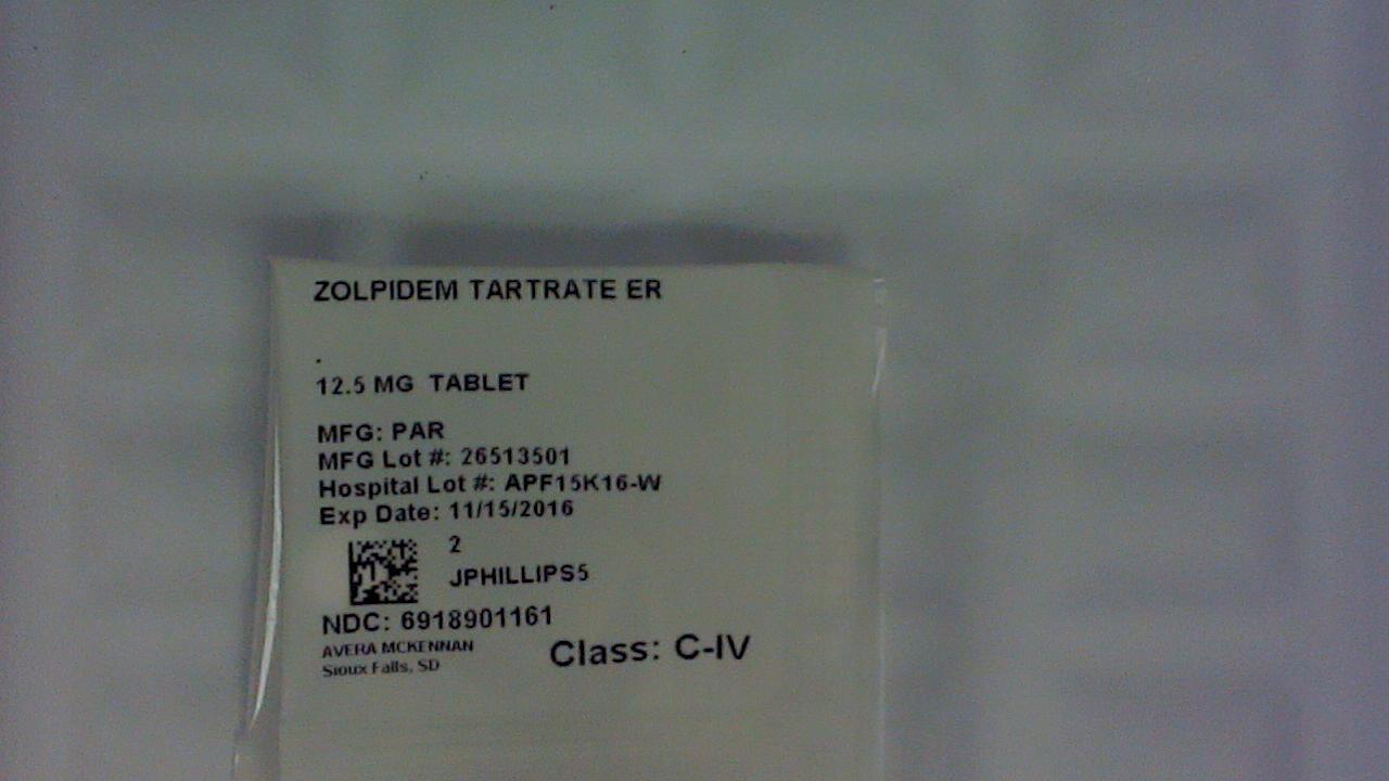 Zolpidem Tartrate ER 12.5 mg tablet label