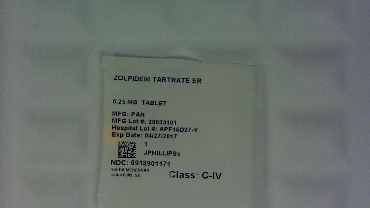 Zolpidem Tartrate ER 6.25 mg tablet