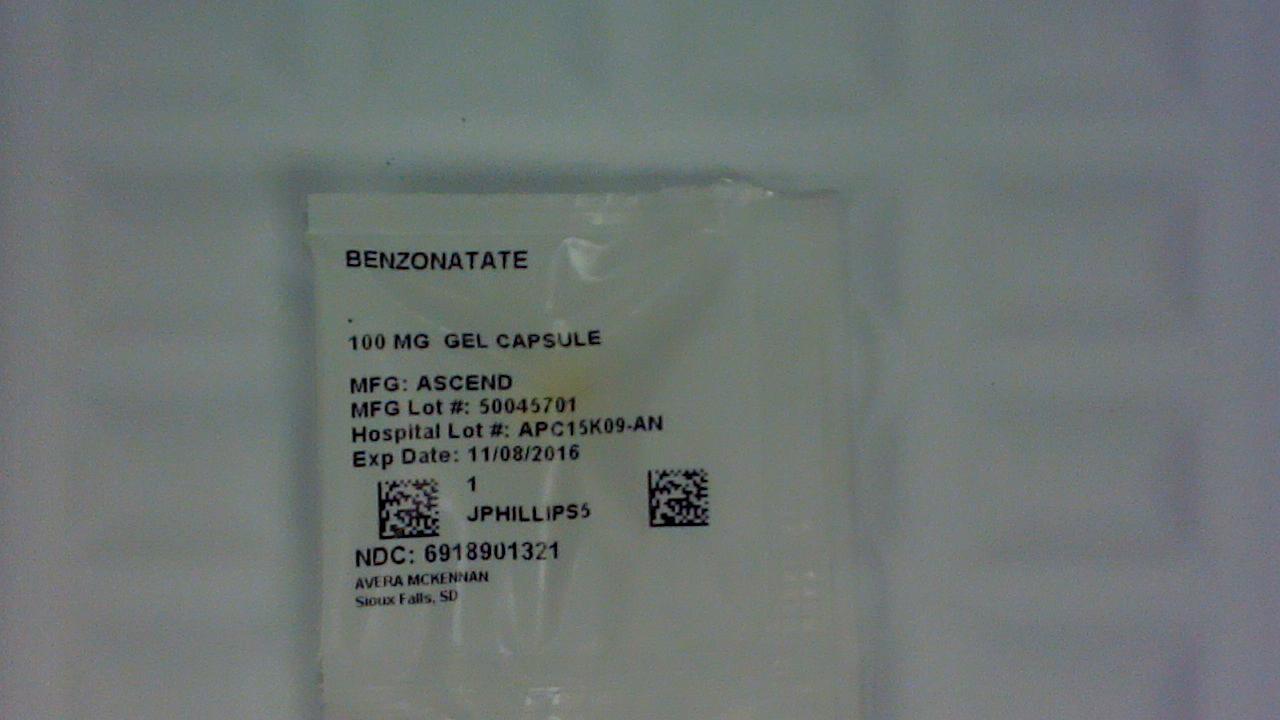 Benzonatate 100 mg gel capsule label