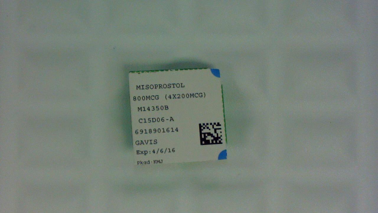 Misoprostol 800mcg (4x200mcg) UD pack label