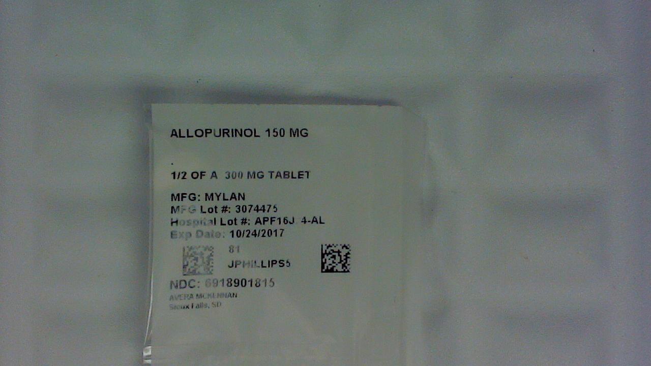 Allopurinol 150 mg half tablet