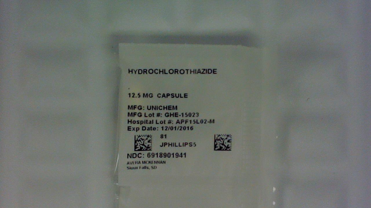 Hydrochlorothiazide capsules 12.5 mg capsule label
