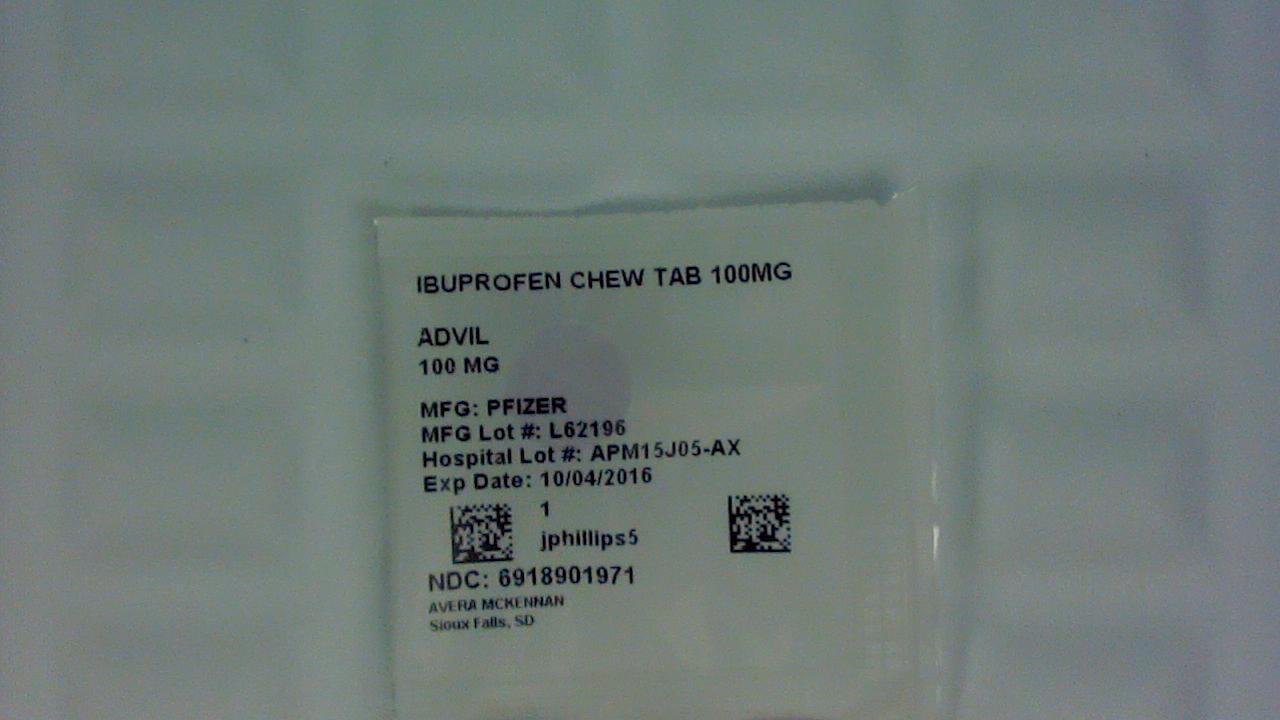 Ibuprofen 100 mg chewable tablet label