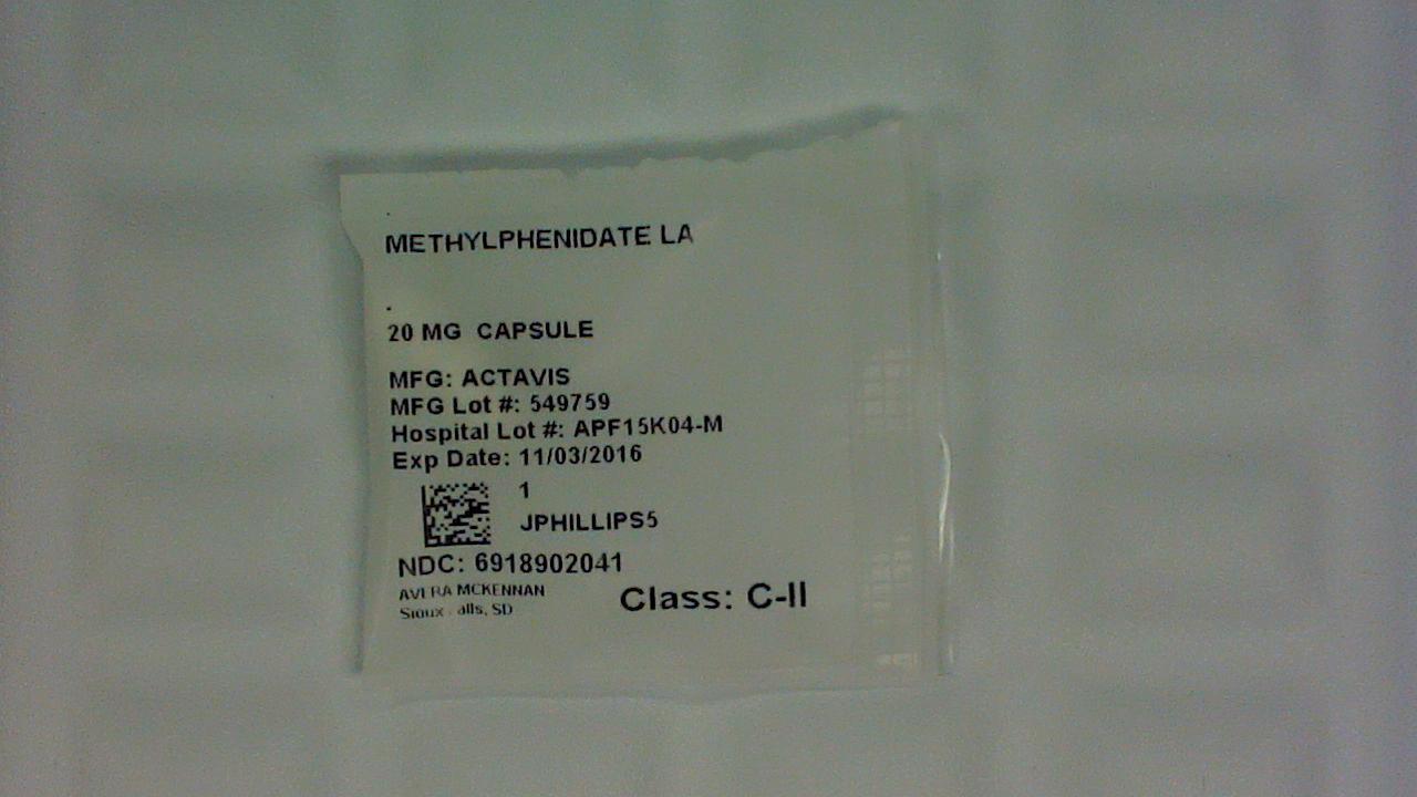 Methylphenidate LA 20 mg capsule label